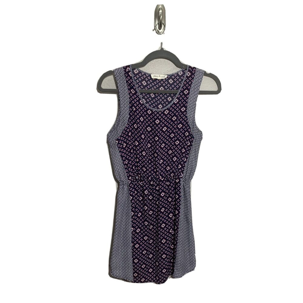 Olive & Oak Womens Sleeveless Dress Abstract Navy Red Print Sz XS